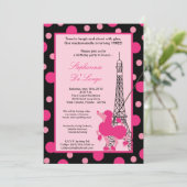 12x18 Girl Pink Poodle Paris Birthday Par Einladun Einladung (Stehend Vorderseite)