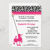 12x18 Girl Pink Poodle Paris Birthday Par Einladun Einladung (Vorne/Hinten)