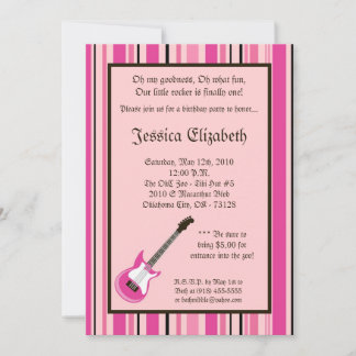 12x18 Girl Rocker Gitarre Geburtstagsparty Einladu Einladung