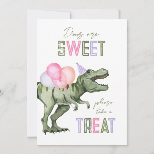 12x18 Girl's Dinosaur Leckerei Sign Card Einladung (Vorderseite)