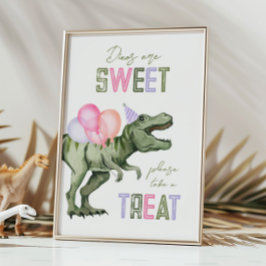 12x18 Girl's Dinosaur Leckerei Sign Card Einladung