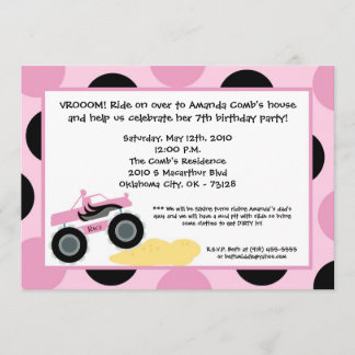 12x18 Girly 4x4 ATV Truck Geburtstagsparty Einladu Einladung