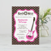 12x18 Girly Pink Rock Gitarre Kinderdusche Einladu Einladung (Stehend Vorderseite)