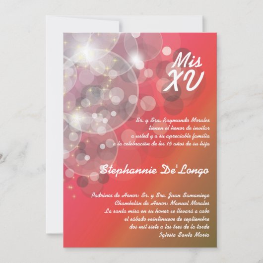 12x18 Glitz Glimmer Quinceanera Einladung zum Gebu (Vorderseite)