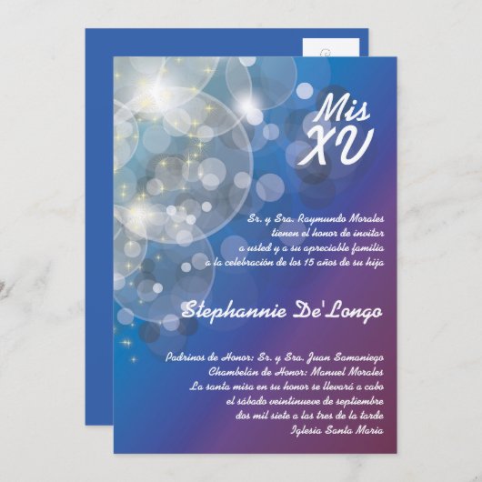 12x18 Glitz Glimmer Quinceanera Einladung zum Gebu (Vorne/Hinten)