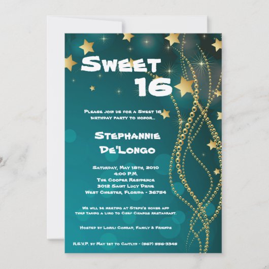 12x18 Glitz Glitzer Sweet 16 Birthday Einladung (Vorderseite)