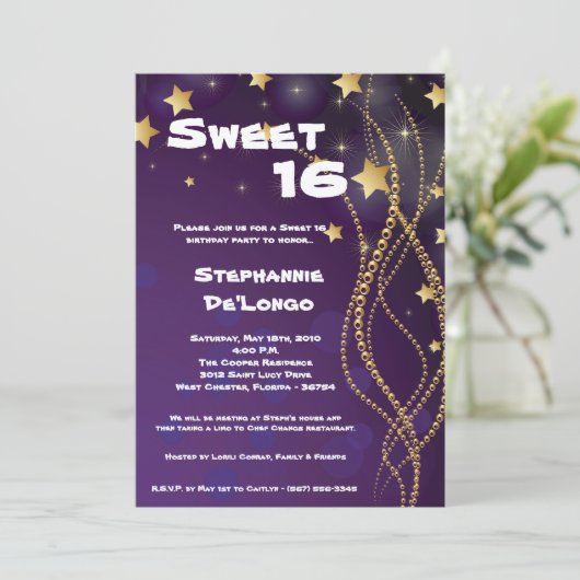 12x18 Glitz Glitzer Sweet 16 Birthday Einladung (Stehend Vorderseite)