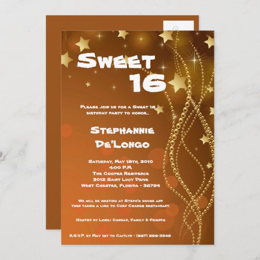 12x18 Glitz Glitzer Sweet 16 Birthday Einladung (Vorne/Hinten)