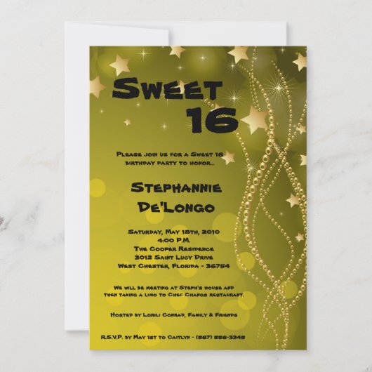 12x18 Glitz Glitzer Sweet 16 Birthday Einladung (Vorderseite)