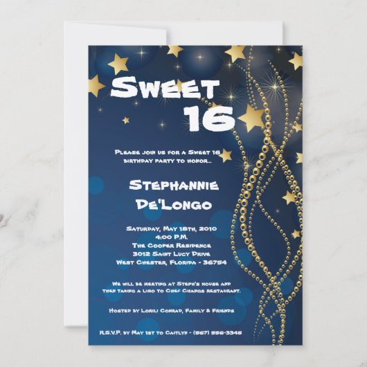 12x18 Glitz Glitzer Sweet 16 Birthday Einladung (Vorderseite)