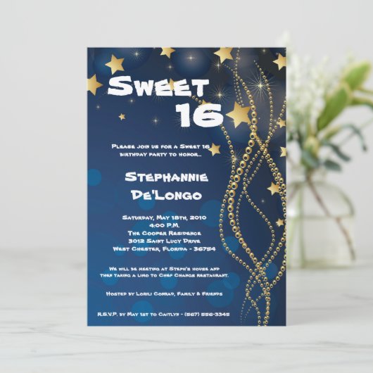 12x18 Glitz Glitzer Sweet 16 Birthday Einladung (Stehend Vorderseite)