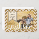 12x18 Gold Glitzer Zickzack Strip Senior Ankündigu Ankündigung (Vorne/Hinten)