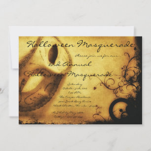 12x18 Gold Masquerade Halloween Kostümeinladung Einladung