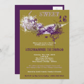 12x18 Gold Masquerade Sweet 16 Geburtstag Einladun Einladung (Vorne/Hinten)