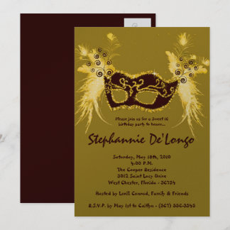 12x18 Gold Masquerade Sweet 16 Geburtstag Einladun Einladung