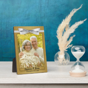 12x18 Golden 50th Wedding Anniversary Foto Fotoplatte