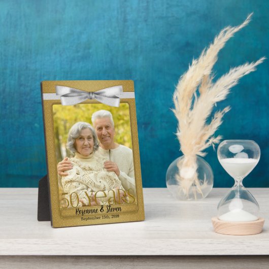 12x18 Golden 50th Wedding Anniversary Foto Fotoplatte (Seite)