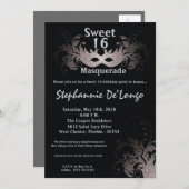 12x18 Gray Masquerade Sweet 16 Geburtstag Einladun Einladung (Vorne/Hinten)