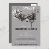 12x18 Gray Masquerade Sweet 16 Geburtstag Einladun Einladung (Vorne/Hinten)