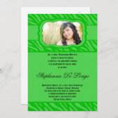 12x18 Gree Zebra Print Patter Quinceanera Einladun Einladung (Vorne/Hinten)