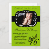 12x18 Green Band FOTO Sweet 16 Birthday Einladung (Vorne/Hinten)
