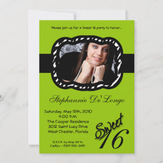 12x18 Green Band FOTO Sweet 16 Birthday Einladung