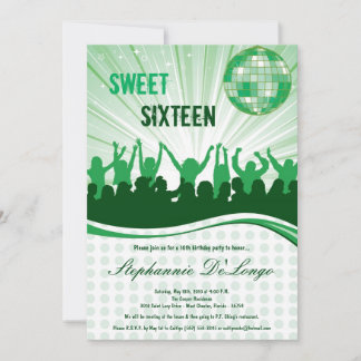 12x18 Green Dance Party 16. Geburtstag Einladung