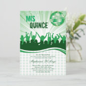 12x18 Green Dance Party Quinceanera Einladung (Stehend Vorderseite)