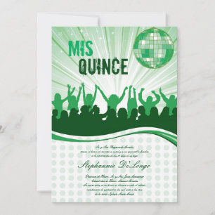 12x18 Green Dance Party Quinceanera Einladung