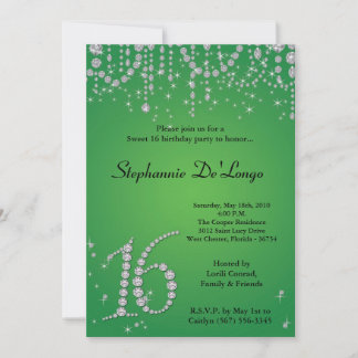12x18 Green Diamond Sweet 16 Geburtstag Einladung