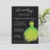 12x18 Green Dress Sweet 16 Geburtstag Einladung (Stehend Vorderseite)