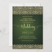 12x18 Green Gold Lace Wedding Print oder Download Einladung (Vorderseite)