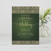 12x18 Green Gold Lace Wedding Print oder Download Einladung (Stehend Vorderseite)