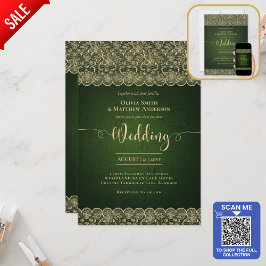 12x18 Green Gold Lace Wedding Print oder Download Einladung
