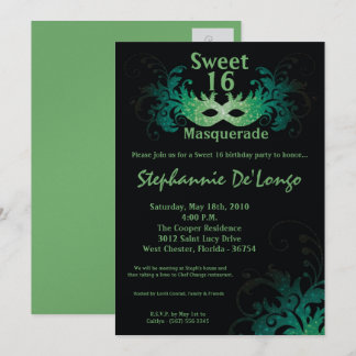 12x18 Green Masquerade Sweet 16 Geburtstag Einladu Einladung