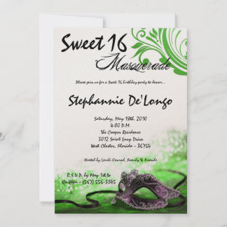 12x18 Green Masquerade Sweet 16 Geburtstag Einladu Einladung
