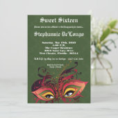 12x18 Green Masquerade Sweet 16 Geburtstag Einladu Einladung (Stehend Vorderseite)