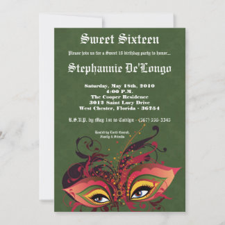 12x18 Green Masquerade Sweet 16 Geburtstag Einladu Einladung