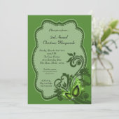 12x18 Green Masquerade Weihnachten XMAS Einladung (Stehend Vorderseite)