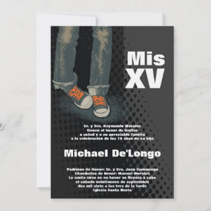 12x18 Grunge Sneaker Quinceanera Geburtstag Einlad Einladung