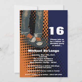 12x18 Grunge Sneakers 16 Geburtstagseinladung Einladung