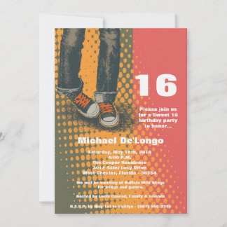12x18 Grunge Sneakers Sechzehn Geburtstagsfeier Ei Einladung