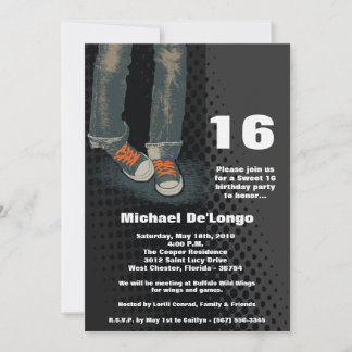 12x18 Grunge Sneakers Sechzehn Geburtstagsfeier Ei Einladung