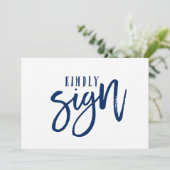 12x18 Guest Book Sign | Pinselkalligraphie (Marine (Stehend Vorderseite)