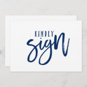 12x18 Guest Book Sign | Pinselkalligraphie (Marine (Vorne/Hinten)