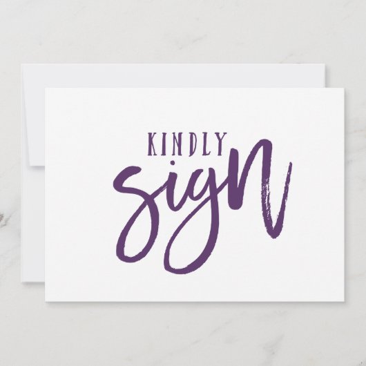 12x18 Guest Book Sign | Pinselkalligraphie (Plum) Einladung (Vorderseite)