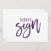 12x18 Guest Book Sign | Pinselkalligraphie (Plum) Einladung (Vorne/Hinten)