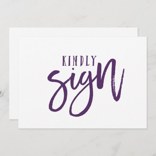 12x18 Guest Book Sign | Pinselkalligraphie (Plum) Einladung (Vorne/Hinten)