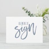 12x18 Guest Book Sign | Pinselschrift (Dusty Blue) (Stehend Vorderseite)