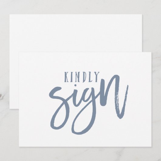 12x18 Guest Book Sign | Pinselschrift (Dusty Blue) (Vorne/Hinten)